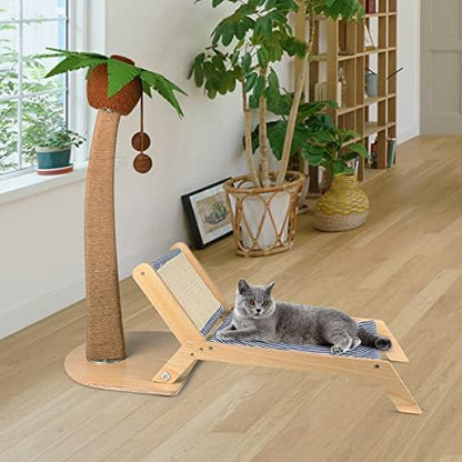 29.5" Cat Scratching Post with Lounge, Sisal Palm Tree Cat Bed - Image 5
