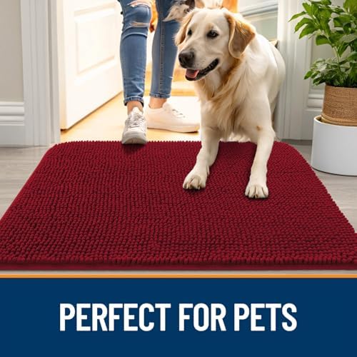 OLANLY Dog Door Mat for Muddy Paws 70x35, Super Absorbent Chenille Mud Mat - Image 6