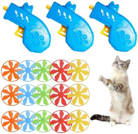 18 Pieces Cat Fetch Toy with Colorful Flying Propellers Set, Cat Playing by IAXSEE
