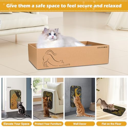 4 Pack Cat Wall Scratcher, Art Cat Scratching Board - Image 6