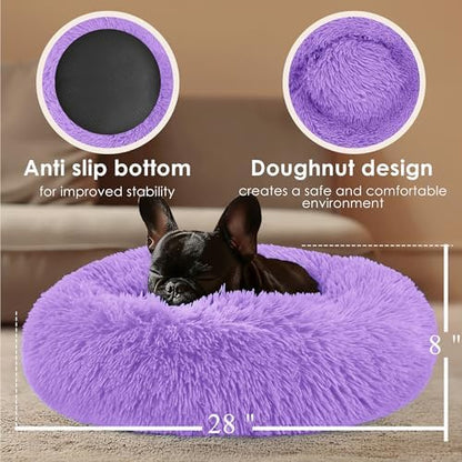 28in Large Dog Bed, Calming Donut Bed - Image 3