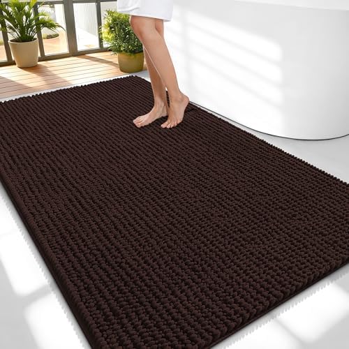 OLANLY Thick Chenille Large Bathroom Rugs 59x35, Absorbent Bath Mat by OLANLY