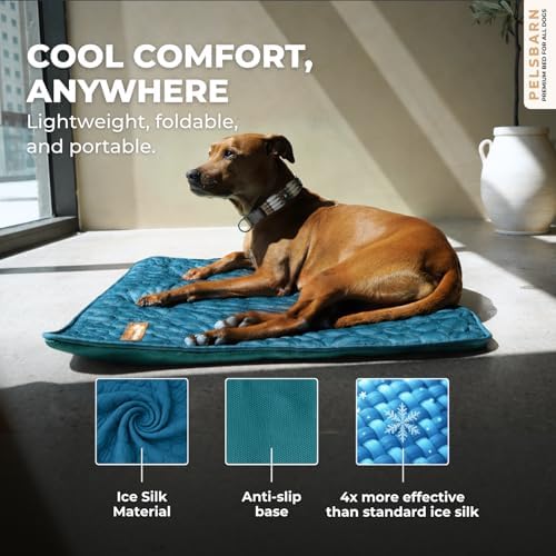 Pelsbarn Dog Cooling Mat, Ice Silk Self-Cooling Pad, Deep Blue - Image 6