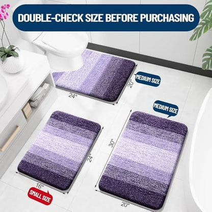 OLANLY Luxury Toilet Rugs U-Shaped 24x20, Soft Absorbent Microfiber Mat - Image 2
