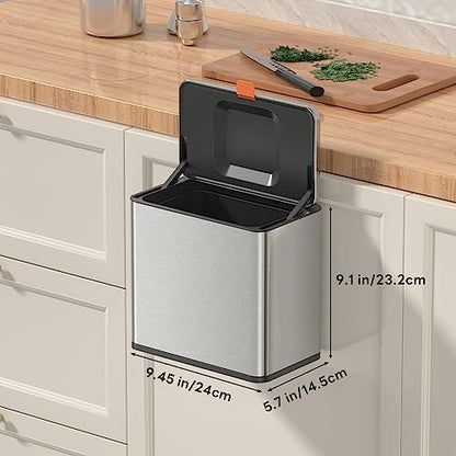 Mbillion 1.05 Gal Silver Hanging Stainless Steel Compost Bin - Image 5