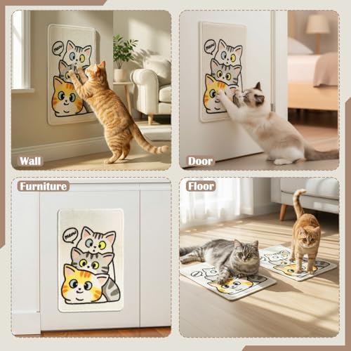 2 Pack Indoor Cat Scratch Mat & Pad, 19.69x13.78 Inch High-Density Loop Pile - Image 6