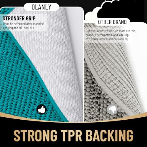 OLANLY Thick Chenille Bathroom Runner Rugs Mats 44x24, Deep Lake - Image 5
