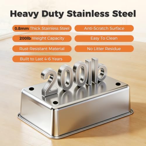 MUTTROS Stainless Steel Cat Litter Box, 69L XL High Sided - Image 6
