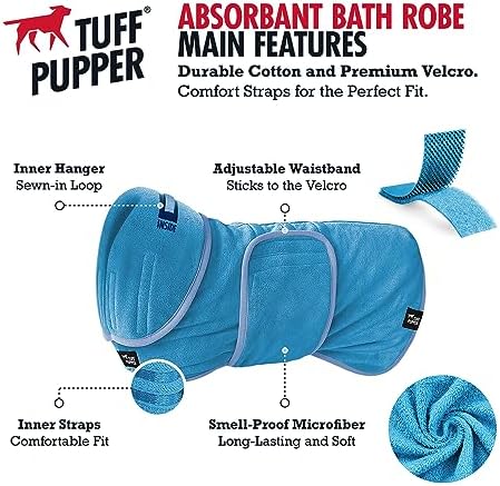 Tuff Pupper Fast Drying Dog Bath Robe | 800 GSM Plush Dog Towel - Image 2