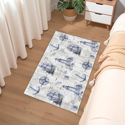 Giwawa Nautical Anchor Bath Rug Sailboat Lighthouse Soft Doormat Non Slip - Image 6