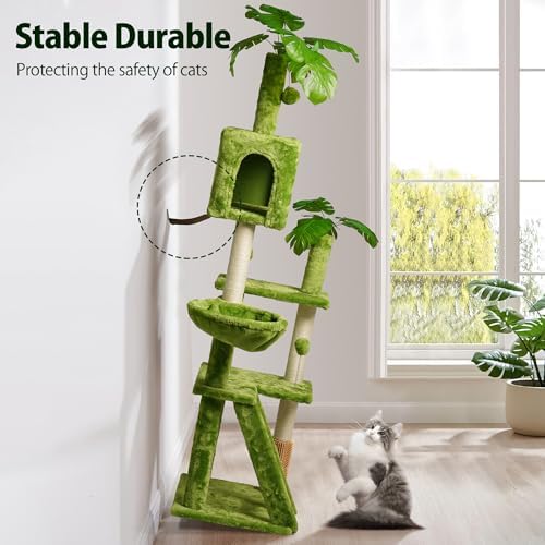 Meecal 65in Tall Cat Tree with Leaves - Image 6