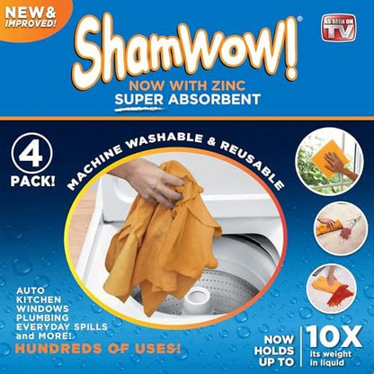 ShamWow Shammy Cloth 4-Pack, Super Absorbent Chamois Towel - Image 3
