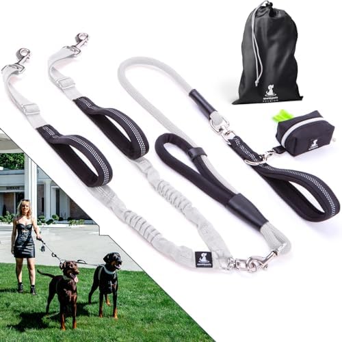 Premium Double Leash for Two Dogs, Medium & Large Breeds by SparklyPets