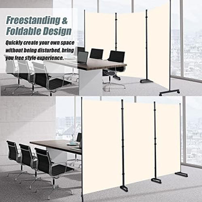 Room Divider 102'' Wide Folding Privacy Screen, 3 Panel Wall Divider w/Wheel - Image 4