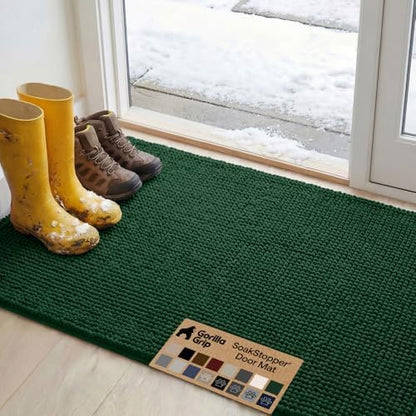 GORILLA GRIP SoakSTOPPER Dog Door Mat, Machine Wash and Dry, 48x30 Green by GorillaGrip