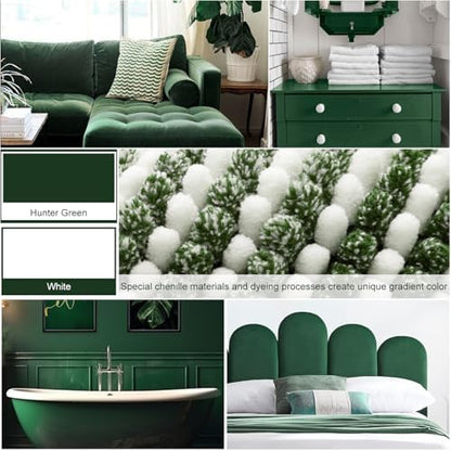 BSICPRO Bathroom Rugs Sets 2 Piece, Non Slip Striped Bath Mat, Hunter Green - Image 3