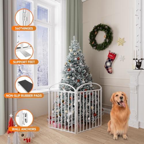 SNUOWU 2 Panels Full Matel Freestanding Dog Gates - Image 5