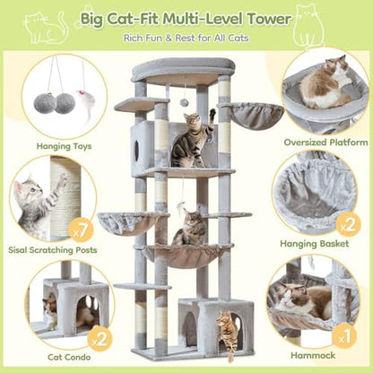 Taoqimiao 72 in Cat Tree, XXL Cat Tower - Image 4