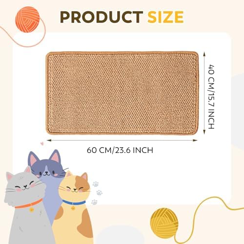 2PCS Natural Sisal Fabric Large 23.6" x 15.7" Cat Scratching Pad - Image 6