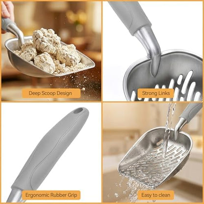 Cat Litter Scoop, Large Long Handle Kitty Metal Scooper - Image 7