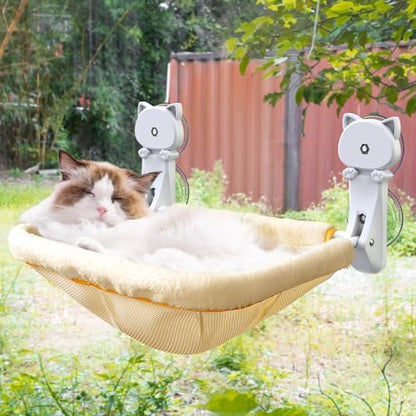 JUNSPOW Cat Window Perch Cordless, Foldable & Stable Cat Beds- Breathable Cat by JUNSPOW