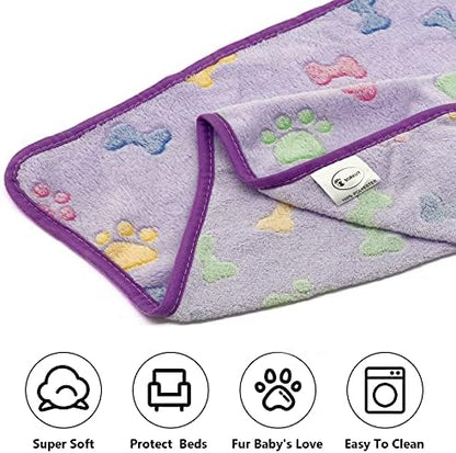 1 Pack 3 Puppy Blankets Super Soft Warm Sleep Mat Bone Print Cute Blanket - Image 4