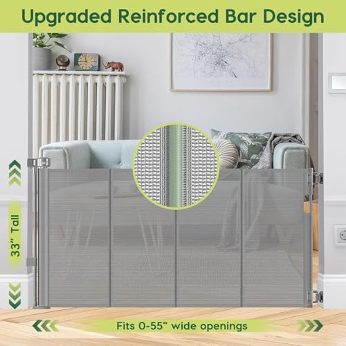 Reinforced 55" Wide Retractable Dog Gate - Image 2