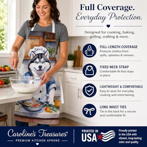 Caroline's Treasures Siberian Husky The Chef Apron Cooking Kitchen Server - Image 4