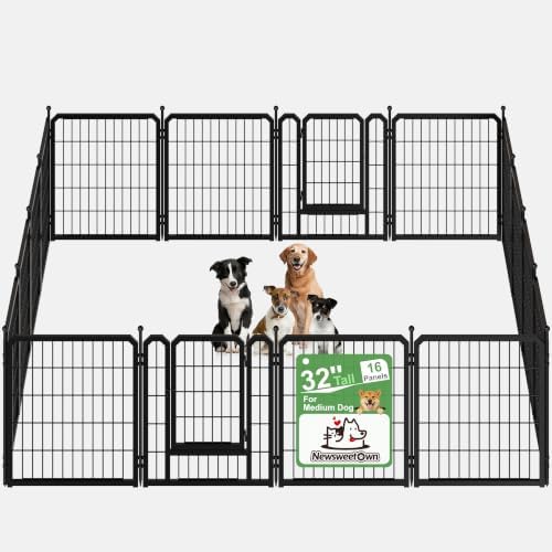 Outdoor Dog Playpen, 32 Inch 16 Panels Pet Fence by Newsweetown