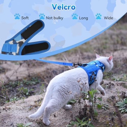 Cat Harness and Leash Set for Walking Escape Proof, Ocean Camo - Image 4