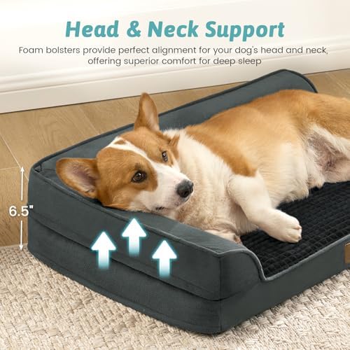 COZY KISS Orthopedic Dog Bed for Medium Small Size Dogs, L Shaped 30x20 in - Image 2