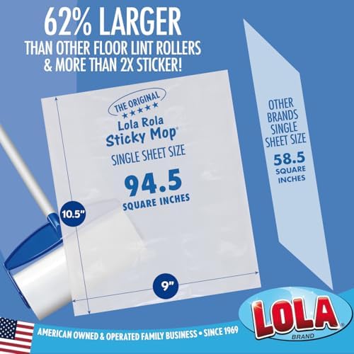 LOLA Rola Sticky Mop Refills, Giant Adhesive Roller, 180 Sheets, Traps Dirt - Image 5