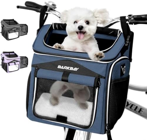 Dog Bike Basket Carrier, Expandable Foldable Soft-Sided Dog Carrier, 2 Open by BARKBAY