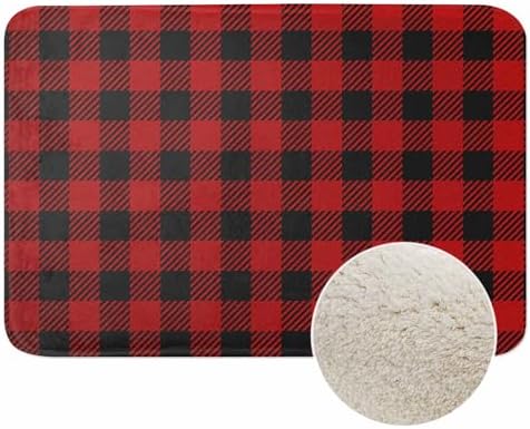 Buffalo Plaid Bath Mats for Bathroom Red Buffalo Check Stripes Geometric by Unknown