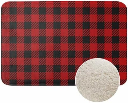 Buffalo Plaid Bath Mats for Bathroom Red Buffalo Check Stripes Geometric by Unknown