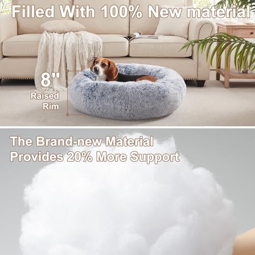 33 in Faux Fur Fluffy Donut Dog Bed - Image 3