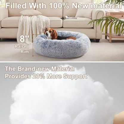 33 in Faux Fur Fluffy Donut Dog Bed - Image 3