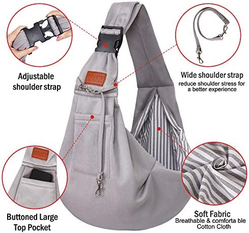 FDJASGY Small Dog Sling Cat Carrier Adjustable Strap Hands Free Reversible Pet - Image 3