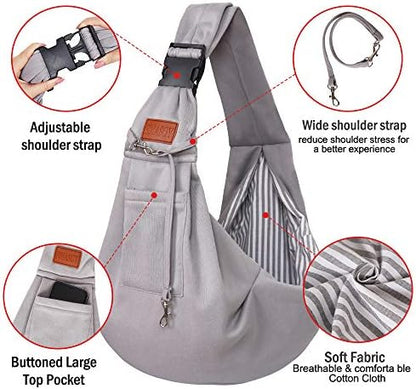 FDJASGY Small Dog Sling Cat Carrier Adjustable Strap Hands Free Reversible Pet - Image 3