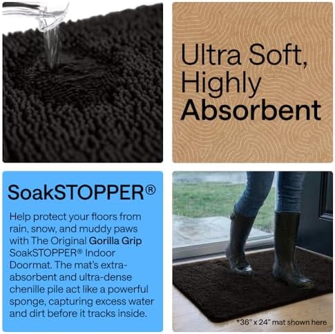 GORILLA GRIP SoakSTOPPER Dog Door Mat, Machine Wash and Dry, 48x30 Black - Image 4