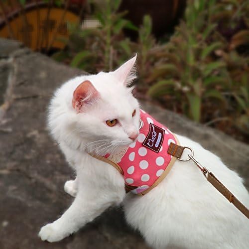 Cat Harness and Leash Set Escape Proof, Polka Dot Pink - Image 2
