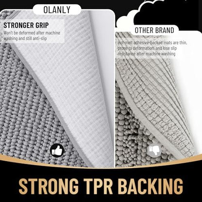 OLANLY Thick Chenille Toilet Rugs U-Shaped 24x20, Absorbent Bath Mat - Image 5