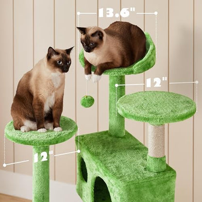 Yaheetech 54in Cat Tree Tower, 2 Caves, Kitten-Ear Perch & Scratching Posts - Image 4