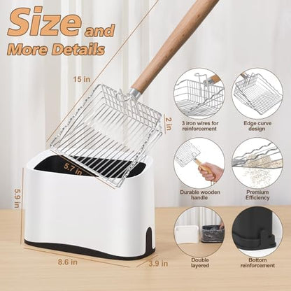 Cat Litter Scoop with Holder Stand, Poop Scooper with Waste Can, Refill Bag - Image 2