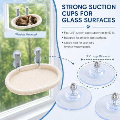 Cat Window Perch for Narrow Windows, Cordless Foldable Hammock Bed - Image 5