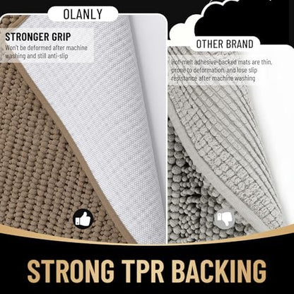 OLANLY Thick Chenille Bathroom Runner Rugs 44x24, Absorbent Bath Mat - Image 5