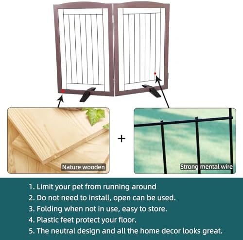 ZJSF Freestanding Dog Fence Indoor, Foldable Dog Gate - Image 6