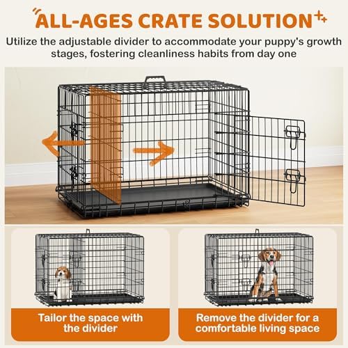 Yaheetech 36in Double Door Metal Dog Crate w/Divider - Image 6