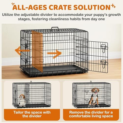 Yaheetech 36in Double Door Metal Dog Crate w/Divider - Image 6