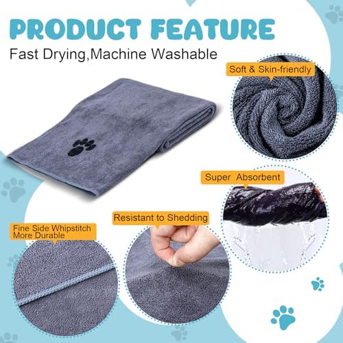 2 Pack Microfiber Dog Towels for Drying Dogs, Super Absorbent and Soft - Image 3